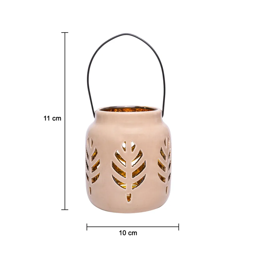 Hanging Tealight Holder - Ceramic & Brown