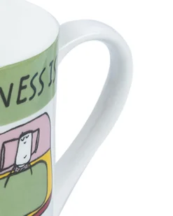'HAPPINESS IS' Ceramic Coffee Mugs (Set of 4, 340 mL)