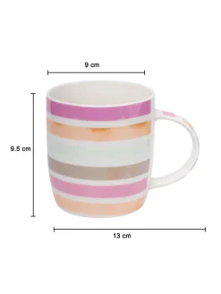 Horizontal Stripes Ceramic Coffee Mug - 350mL, Multi