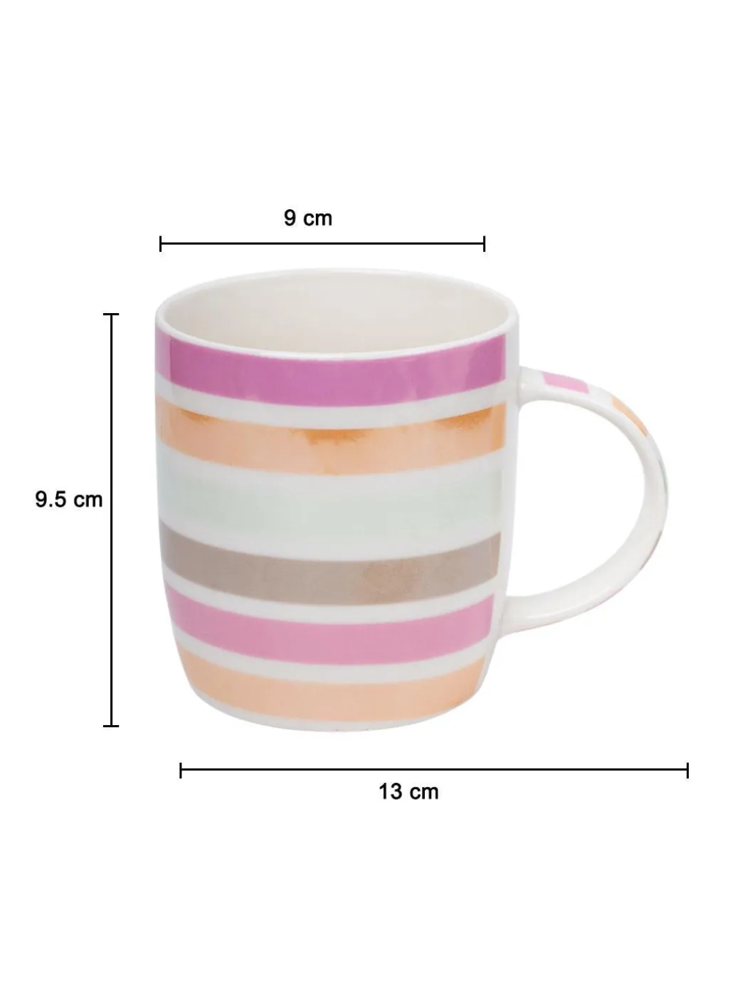 Horizontal Stripes Ceramic Coffee Mug - 350mL, Multi