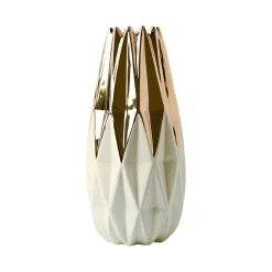 Ivory & Golden Geometric Vase