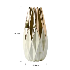 Ivory & Golden Geometric Vase