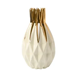 Ivory & Golden Geometric Vase