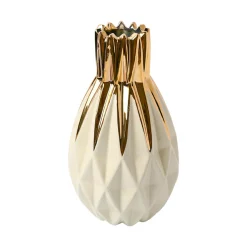 Ivory & Golden Geometric Vase