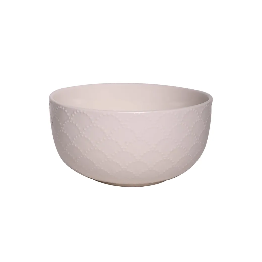 Ivory Ceramic Bowl - 580Ml, Fish Scale