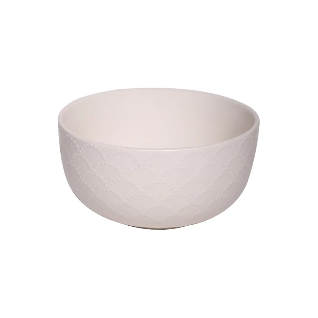 Ivory Ceramic Bowl - 580Ml, Fish Scale