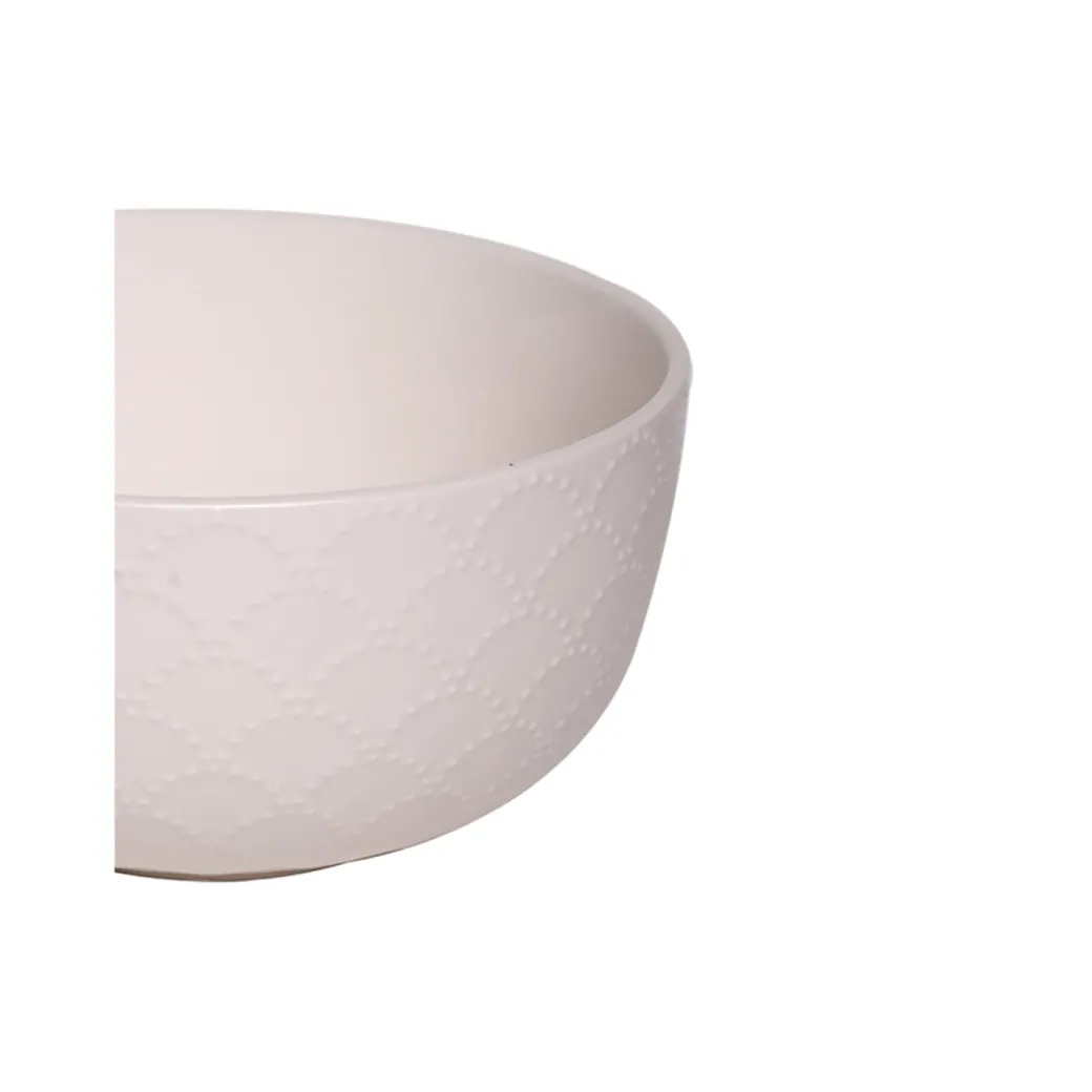 Ivory Ceramic Bowl - 580Ml, Fish Scale