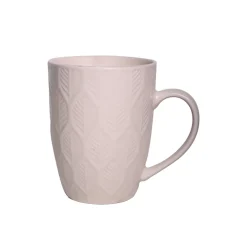 Ivory Ceramic Mug - 360Ml, Leaf Pattern