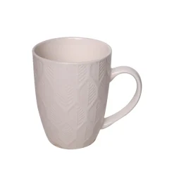 Ivory Ceramic Mug - 360Ml, Leaf Pattern