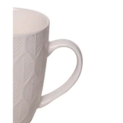 Ivory Ceramic Mug - 360Ml, Leaf Pattern