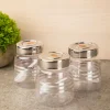 Jar, with Steel Cap, Transparent & Silver, Plastic, Set of 3, 200 mL