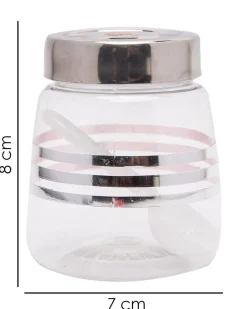 Jars, Transparent & Silver, Plastic, Set of 6, 200 mL