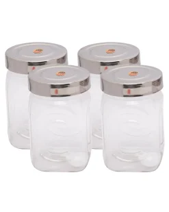 Jars, Transparent, Plastic, Set of 4, 500 mL