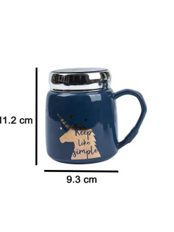 Keep Like Simple' Coffee Mug With Lid -  Blue, 360Ml