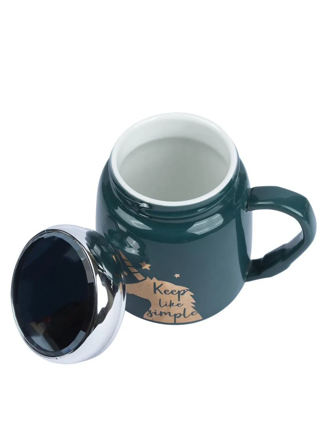 Keep Like Simple' Coffee Mug With Lid - Sea Green, 360Ml