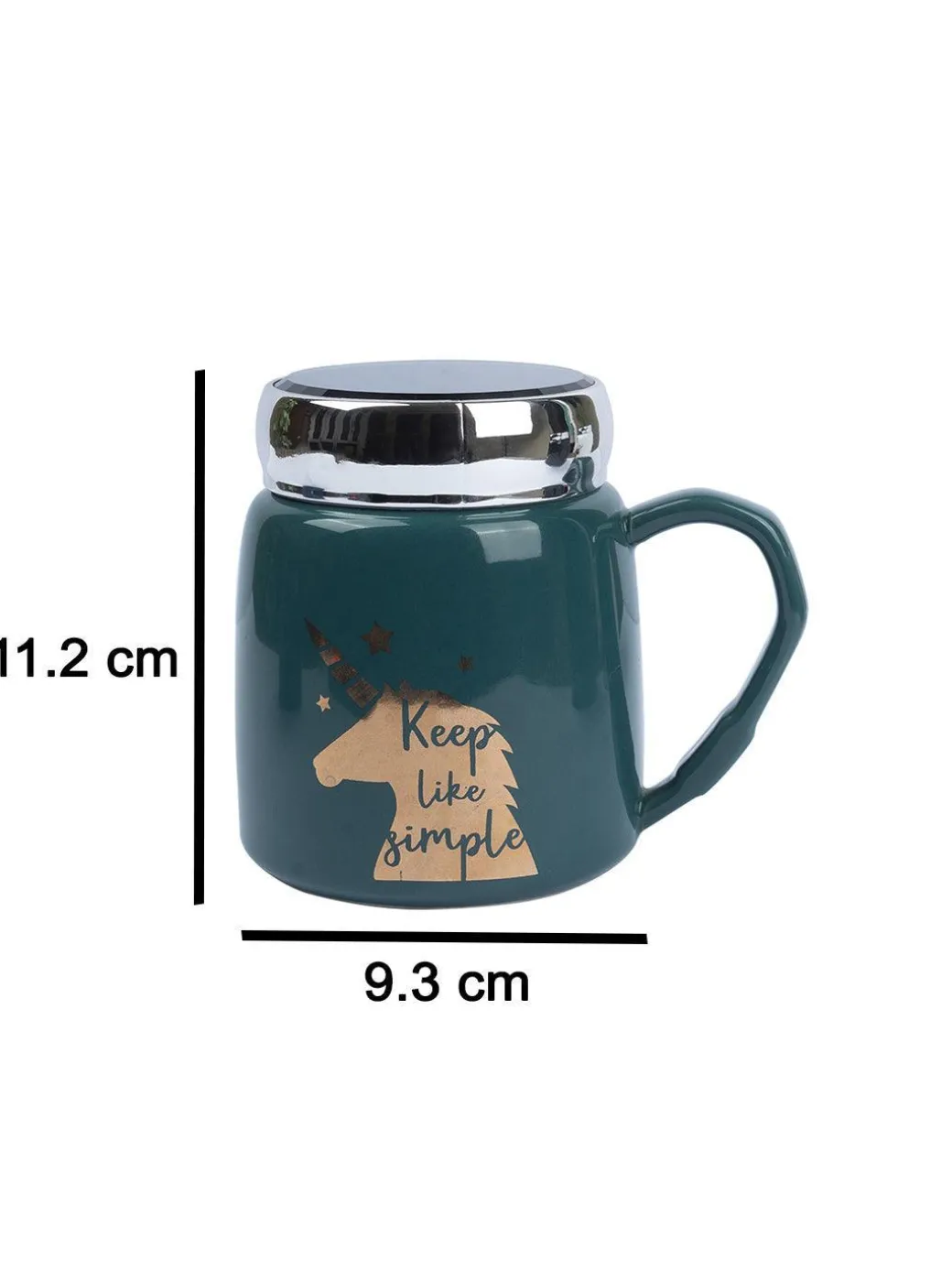 Keep Like Simple' Coffee Mug With Lid - Sea Green, 360Ml