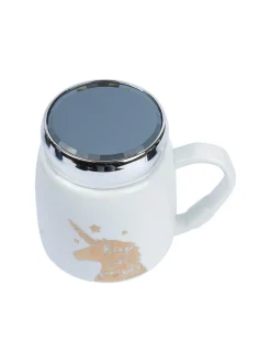 Keep Like Simple' Coffee Mug With Lid -  White, 360Ml