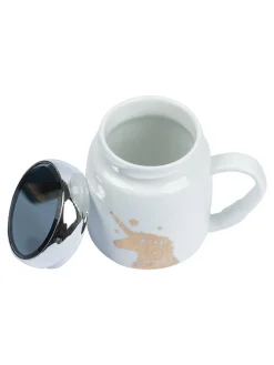 Keep Like Simple' Coffee Mug With Lid -  White, 360Ml