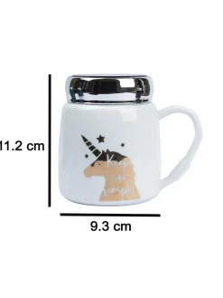 Keep Like Simple' Coffee Mug With Lid -  White, 360Ml