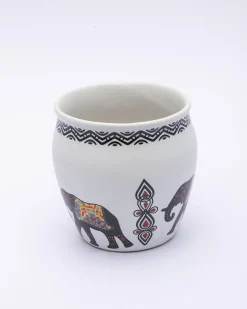Kulhads, Hand Painted, Handmade, Indian Traditional Style Kulhad, Off White Colour, Ceramic, Set of 6, 130 mL