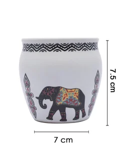 Kulhads, Hand Painted, Handmade, Indian Traditional Style Kulhad, Off White Colour, Ceramic, Set of 6, 130 mL