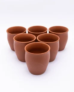 Kulhads, Handmade Indian Traditional Style Kulhad, In-Ring Design, Terracotta Colour, Ceramic, Set of 6, 130 mL