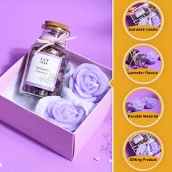 Lavender Flower Candles & Potpourri Set