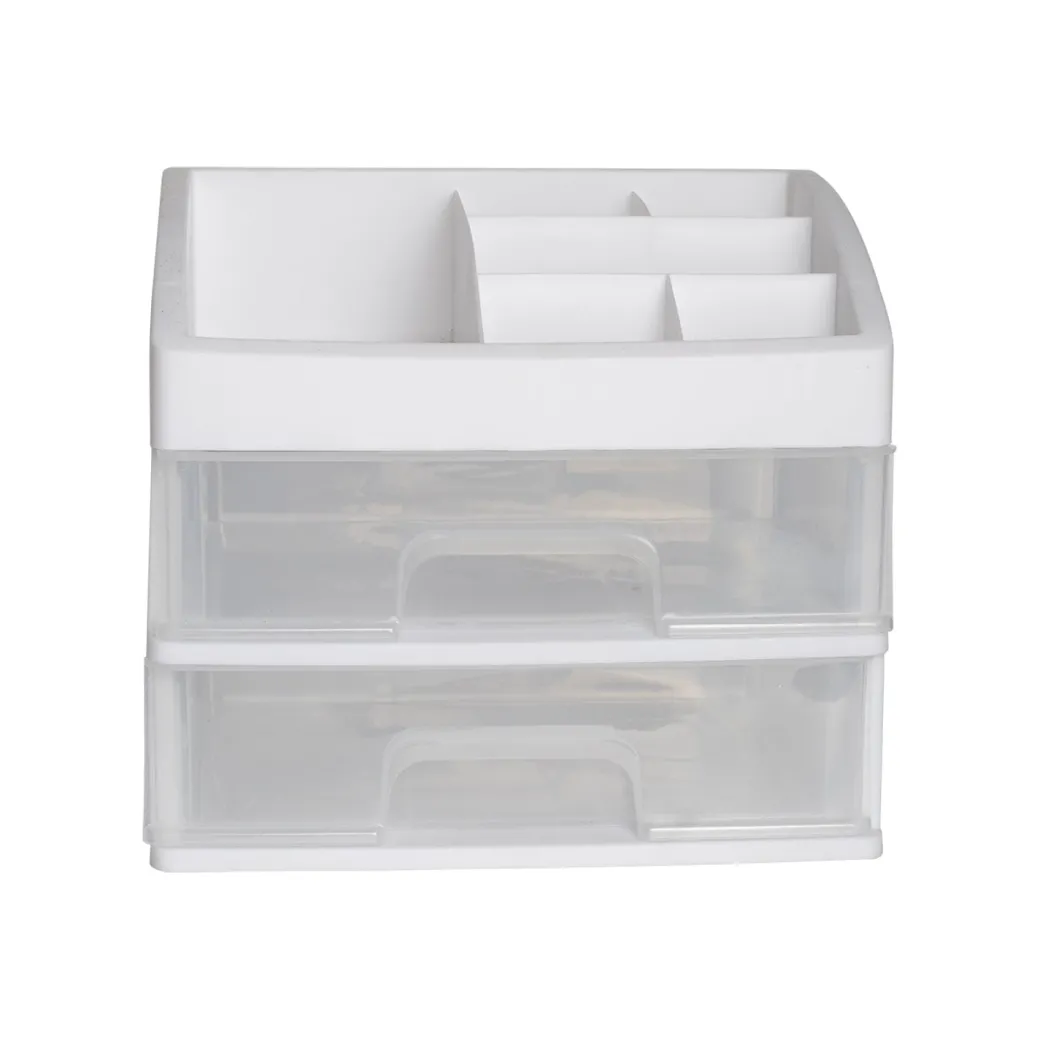 2-Layer White Table Mini Drawer Organiser