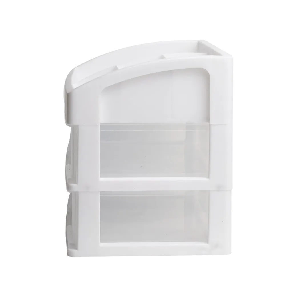 2-Layer White Table Mini Drawer Organiser