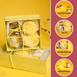 Lemon Rain Flower Candles & Potpourri Set
