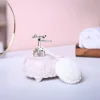 Light Pink Kitchen Dispenser Set with Scrubber - Oval Shape