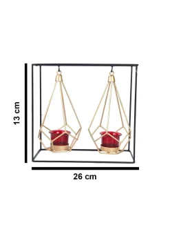 Lighting Nordic Hanging Votive Holder, Diwali Special, Black & Gold, Iron