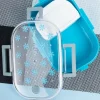 Lunch Box, Floral Print, Blue, Plastic