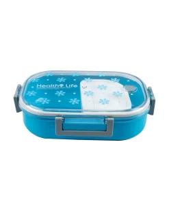 Lunch Box, Floral Print, Blue, Plastic