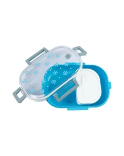 Lunch Box, Floral Print, Blue, Plastic