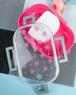Lunch Box, Floral Print, Pink, Plastic