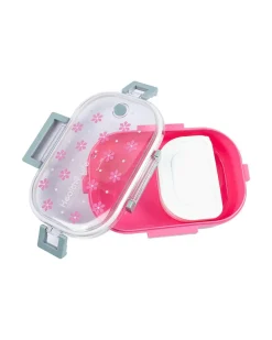 Lunch Box, Floral Print, Pink, Plastic