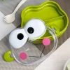 Lunch Box for Kids With Spoon, Frog Design, Green, Plastic