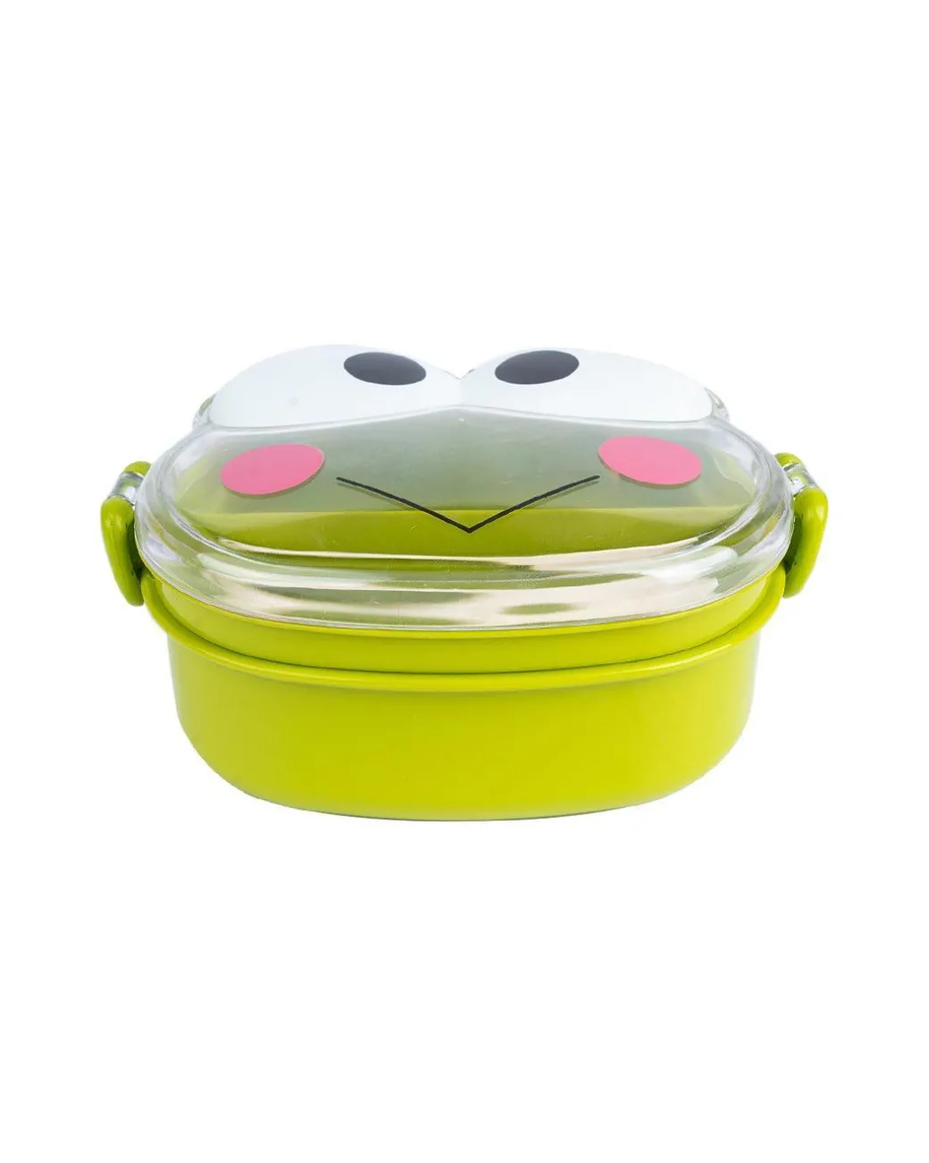 Lunch Box for Kids With Spoon, Frog Design, Green, Plastic