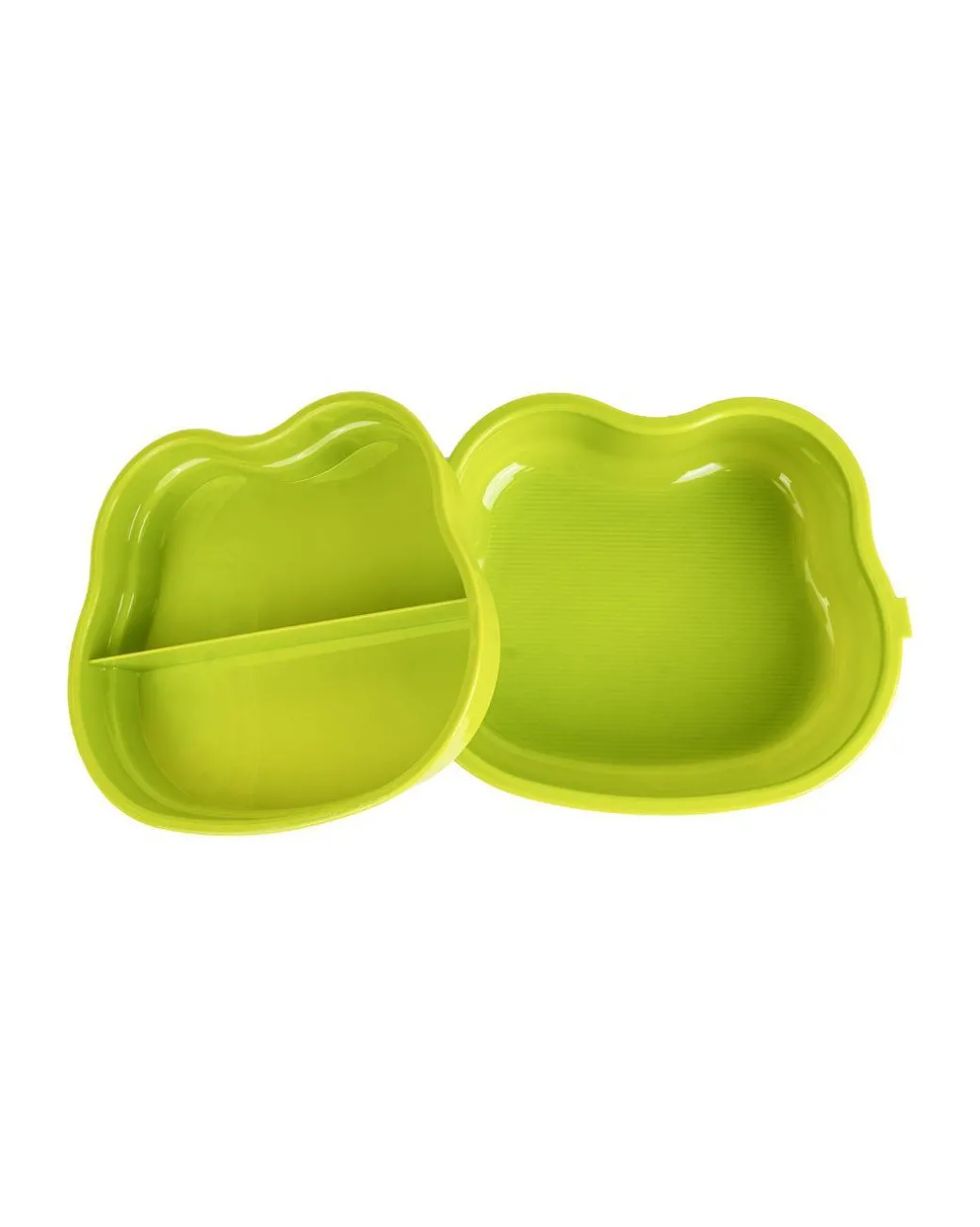 Lunch Box for Kids With Spoon, Frog Design, Green, Plastic