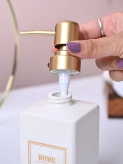Luxe White & Gold Ceramic Soap Dispenser