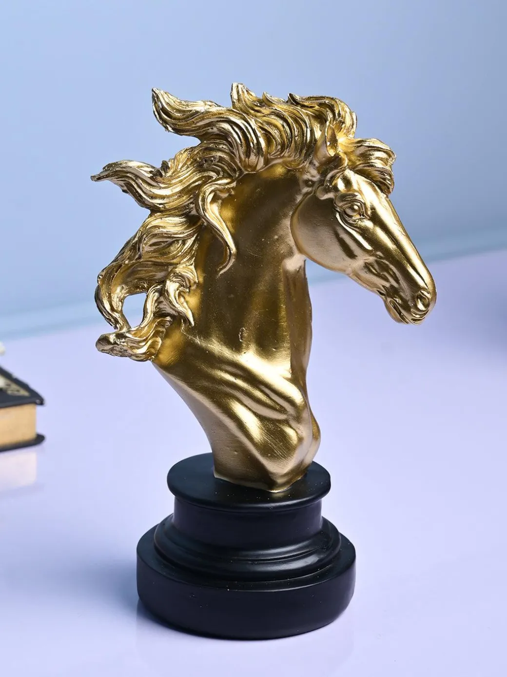 Majestic Horse Decor Object - Golden & Black Elegance