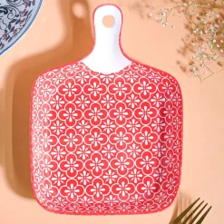Mandala Ceramic Platter With Handle