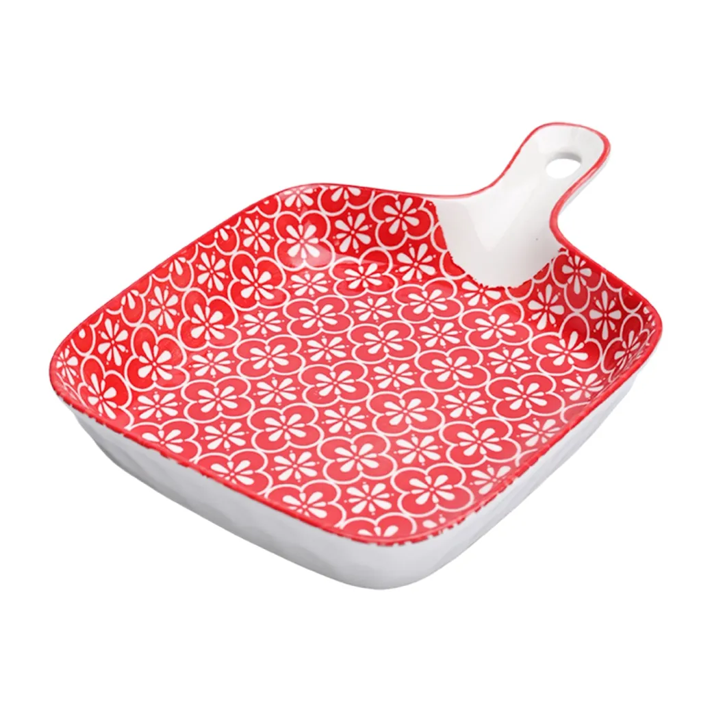 Mandala Ceramic Platter With Handle