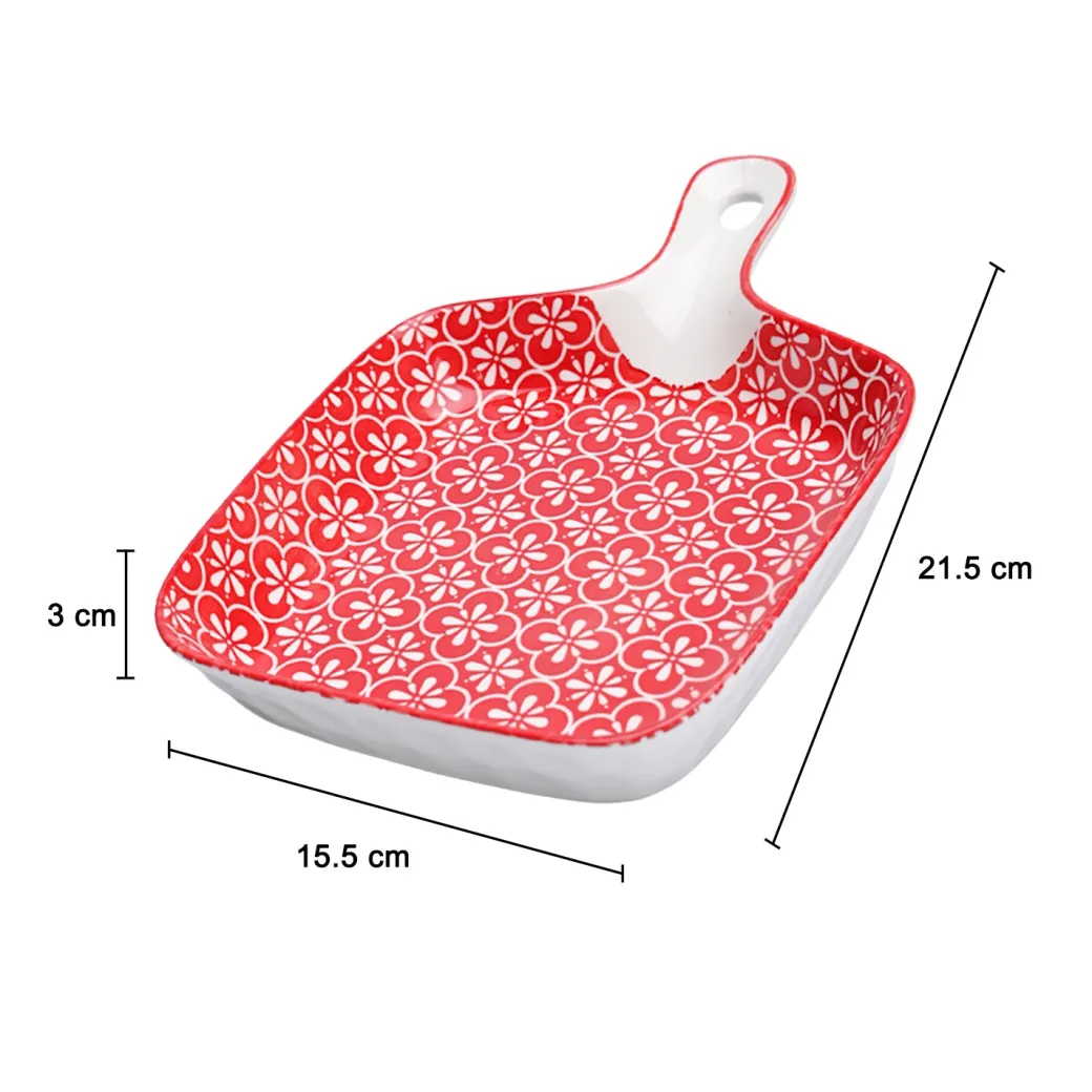 Mandala Ceramic Platter With Handle
