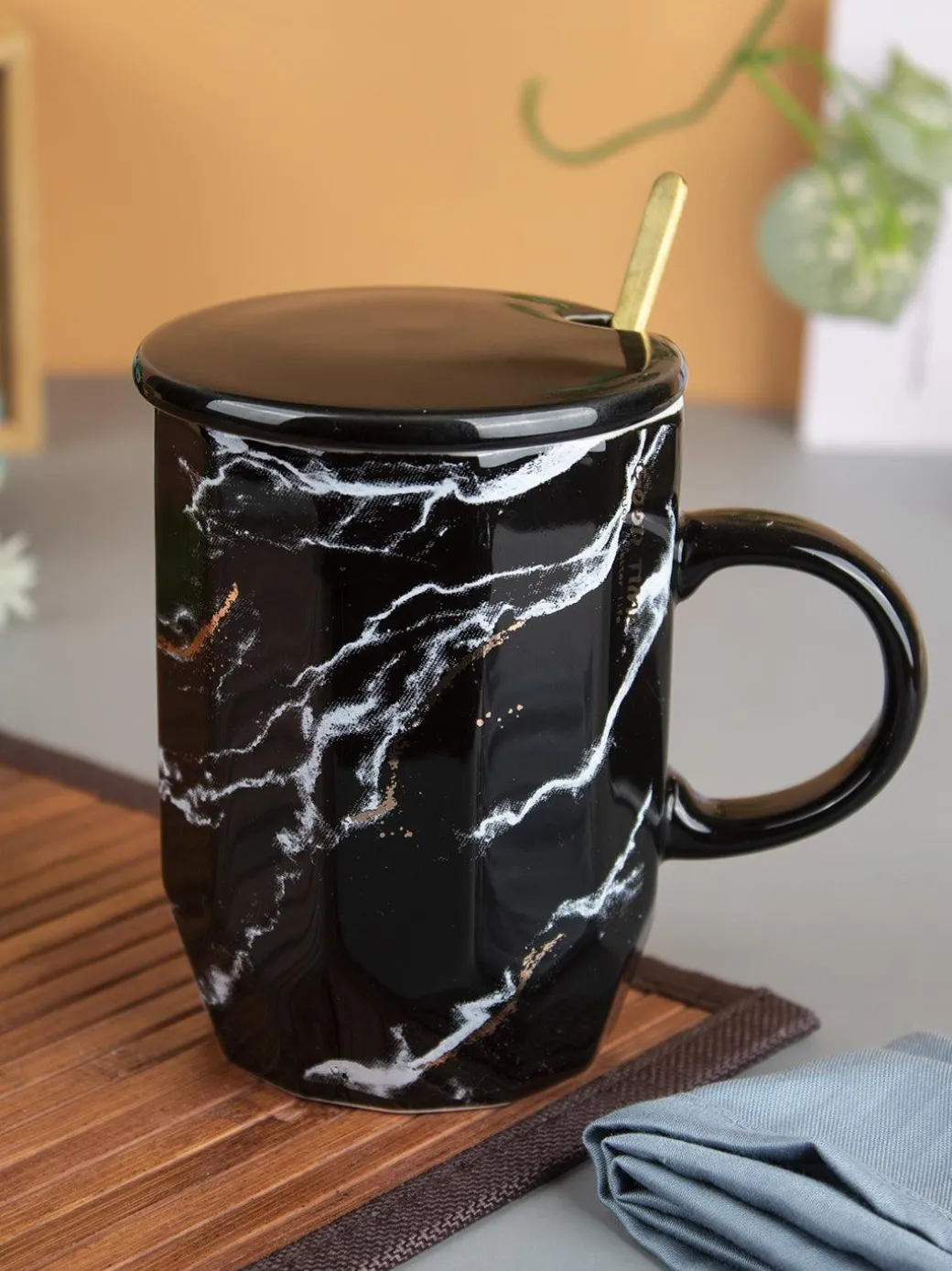 Marble Ceramic Mugs With Lid (350 mL)