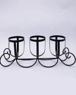 Market99 3 T-Light Candle Holder, Multicolour Votive Holder, Modern Design, Black Finish, Mild Steel