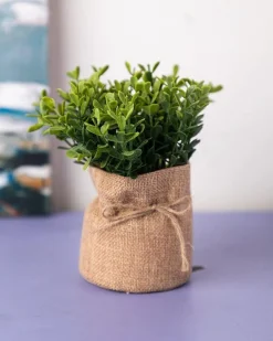 Market99 Artificial Flower with Pot, Green, Plastic