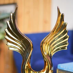 MARKET99 Black & Golden Ceramic Wing Sculpture Decor Object