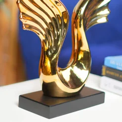 MARKET99 Black & Golden Ceramic Wing Sculpture Decor Object
